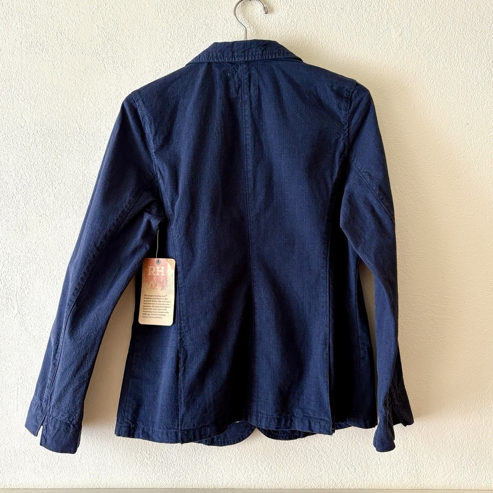 NEW Ruff Hewn 100% cotton casual blazer jacket in navy plaid - Picture 8 of 12
